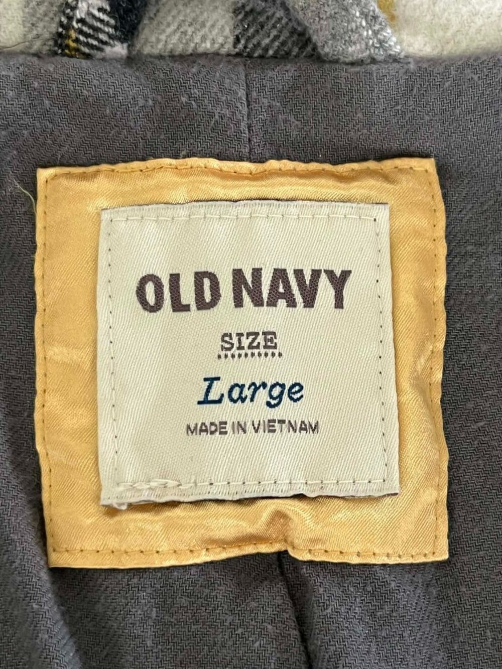 Old Navy Hooded Plaid Toggle Duffle Wool Coat size Large - Picture 9 of 10